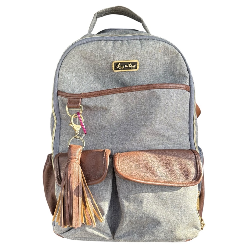 Itzy Ritzy Handsome Heather Gray Boss Diaper Bag Backpack As Is